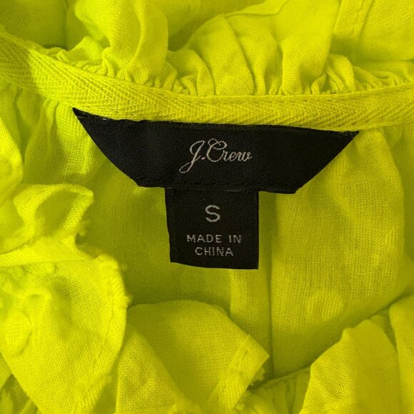 J.Crew Yellow Ruffle Neck Tank Blouse Dots Size Small - Picture 5 of 6
